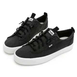 【Keds】KICKBACK 舒適免綁帶有機棉休閒鞋-黑(9223W123336)