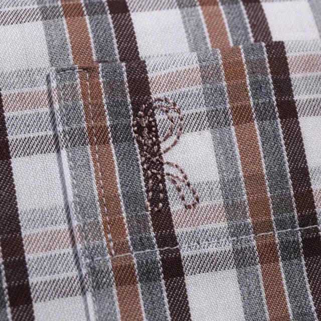 【ROBERTA 諾貝達】男裝 棕色長袖襯衫-經典格調(台灣製  純棉舒適)