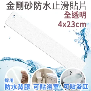 【Echain Tech】透明金鋼砂防滑貼片 透明長條款 單片 23x4cm(止滑貼片/浴室止滑貼/地磚貼/樓梯止滑貼)