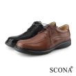 【SCONA 蘇格南】全真皮 輕量Q彈綁帶商務鞋(黑色 0880-1)