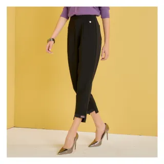 【YUTZUYA 優姿雅】俐落修身剪裁厚磅西裝九分褲(長褲/高彈力/質感釦飾/法式條文貼布繡)