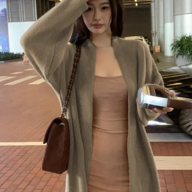 【AS 假日泳裝】綿羊絨保暖外套 長版 針織外套 秋冬外套 DR367