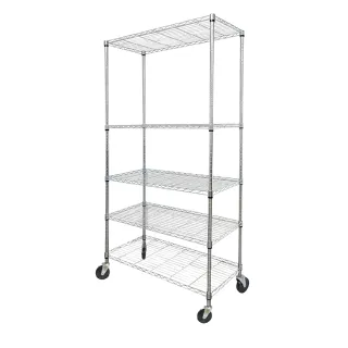 【鐵物局】91X46X180cm五層架100%MIT-贈工業輪(電鍍銀/烤漆黑-收納層架/展示架/貨架)