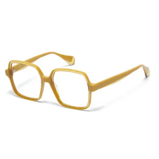 【GIGI Studios】歐美內圈透明造型光學眼鏡(黃 - VIVID-6819/5)