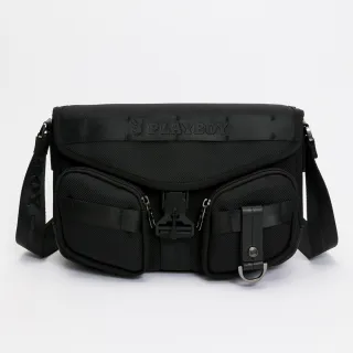 【PLAYBOY】翻蓋斜背包 Crucial系列(黑色)