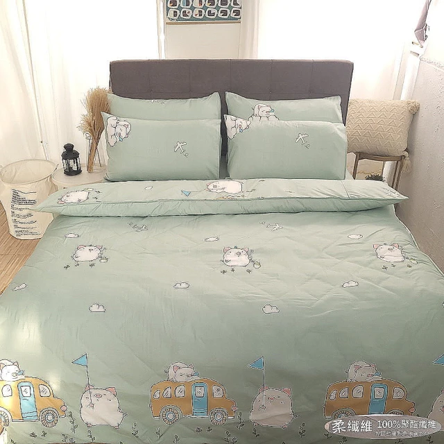 享夢城堡 雙人加大床包枕套6x6.2三件組(福珊迪mofus