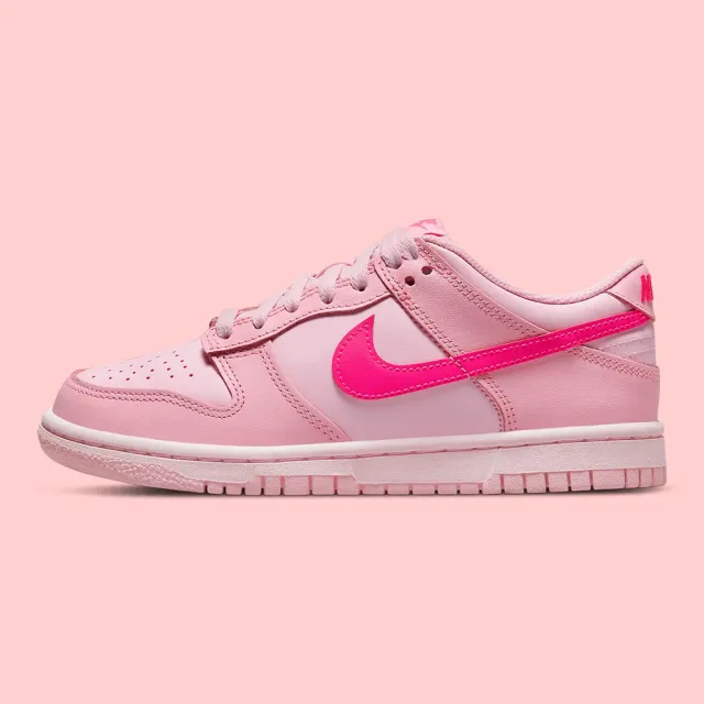 NIKE 耐吉】休閒鞋Dunk Low GS 頑皮豹大童鞋女鞋粉紅色紅色經典復刻穿