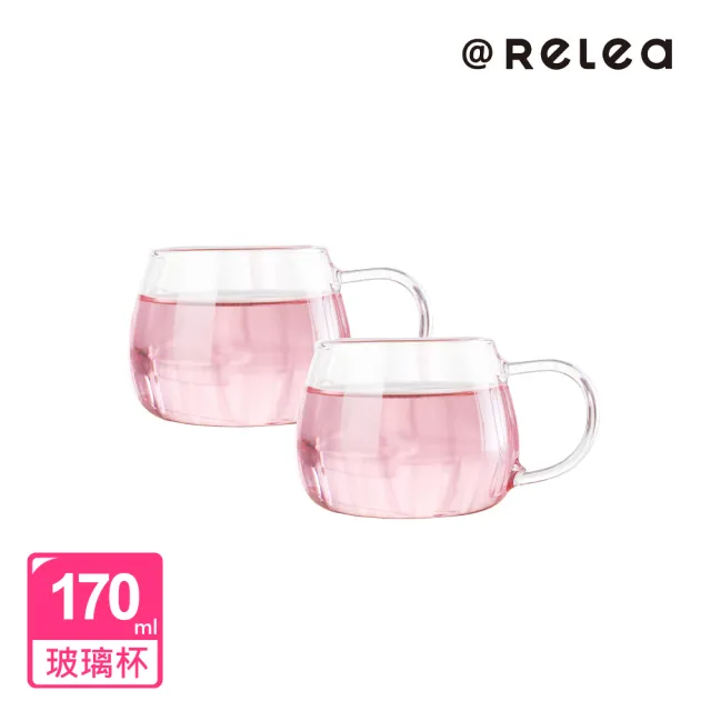 【RELEA 物生物】小花耐熱玻璃杯(2入組)