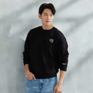 【JEEP】男裝 品牌LOGO圖騰純棉百搭長袖T恤(黑色)