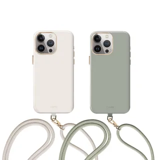 【UNIQ】iPhone 15 Pro 6.1吋 Creme質感可磁吸棉繩掛繩兩用手機殼