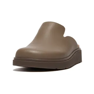 【FitFlop】GEN-FF LEATHER MULES經典舒適木屐鞋/穆勒鞋-女(灰褐色)