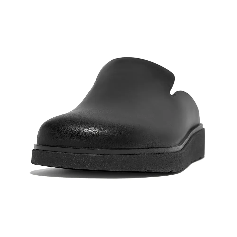 【FitFlop】GEN-FF MENS LEATHER MULES經典舒適木屐鞋/穆勒鞋-男(靓黑色)