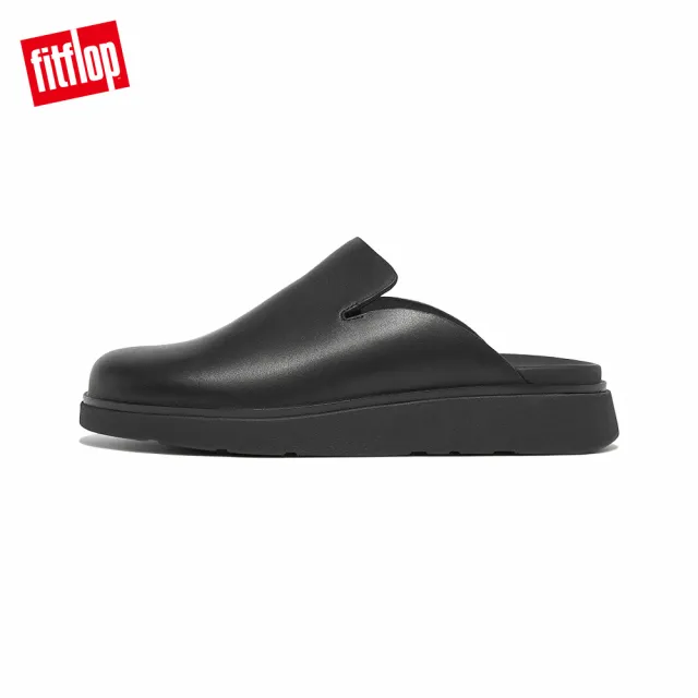 【FitFlop】GEN-FF MENS LEATHER MULES經典舒適木屐鞋/穆勒鞋-男(靓黑色)