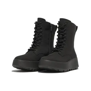 【FitFlop】F-MODE WATER-RESISTANT NYLON LACED FLATFORM BOOTS防水繫帶厚底短靴-女(靓黑色)