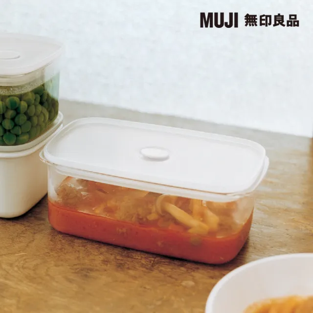 【MUJI 無印良品】可微波密閉式保存容器_深型.中 約寬12×深20×高8cm 容量約950ml