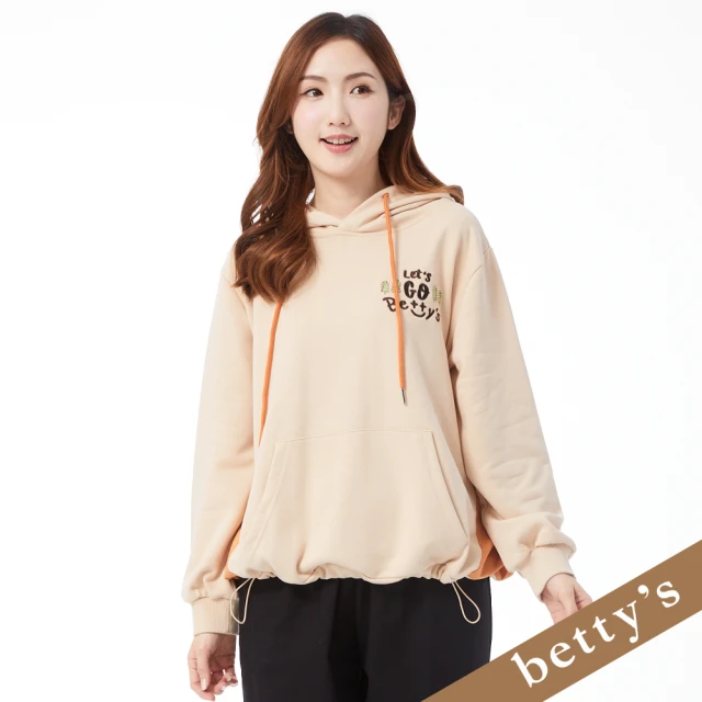 betty’s 貝蒂思 下擺抽繩撞色拼接連帽T-shirt(