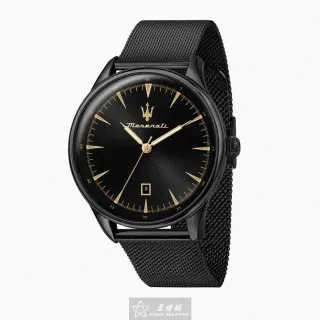 【MASERATI 瑪莎拉蒂】瑪莎拉蒂男錶型號R8853146001(黑色錶面黑錶殼深黑色米蘭錶帶款)