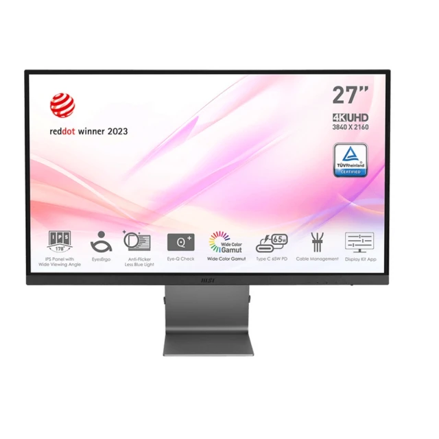 【MSI 微星】Modern MD271UL 27型 IPS 4K 60Hz 美型螢幕(4ms/樞紐旋轉/Type-C 65W充電)