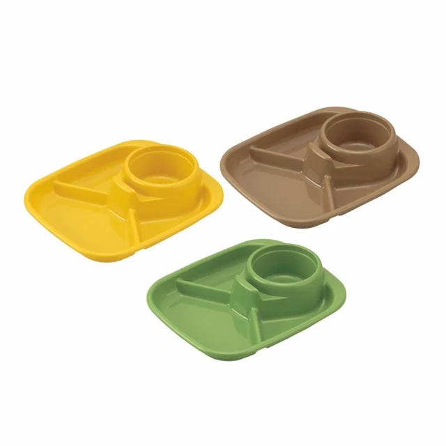 【inomata】BBQ三色組食物碟3入(方形餐盤食物碟日本製綠色黃色咖啡色烤肉環保餐具)