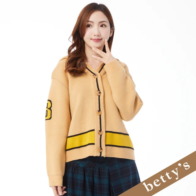 betty’s 貝蒂思 撞色水手領開襟毛衣(駝色)