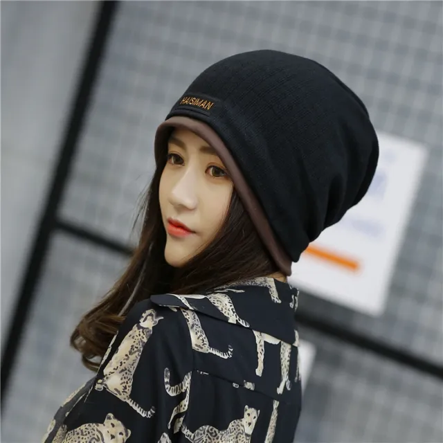 【I.Dear】速達-韓國男女中性雙層毛線針織套頭月子帽保暖帽圍脖(5色)