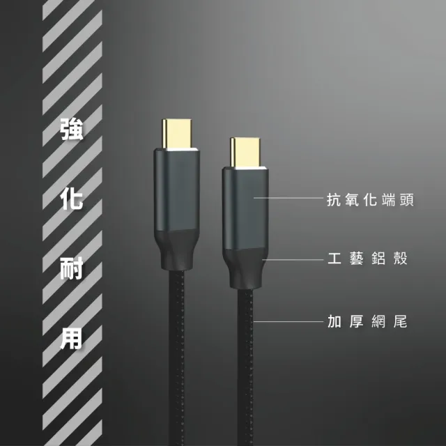 【TeZURE】100W Type-C to Type-C 黑色2米(支援蘋果PD3.0 相容android向下支援)