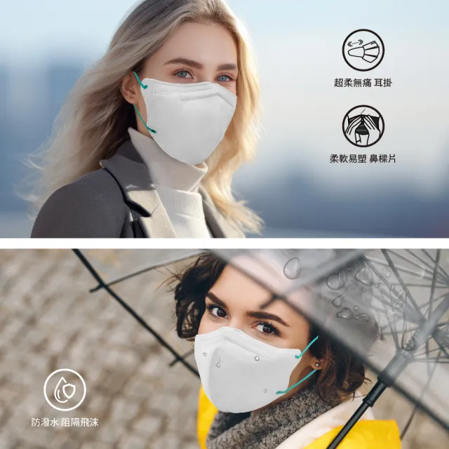 【LAITEST 萊潔】3D立體型醫療防護口罩/成人 雪花白 30入盒裝
