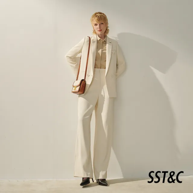 【SST&C 換季７５折】奶油白寬版西裝式休閒外套8162309001