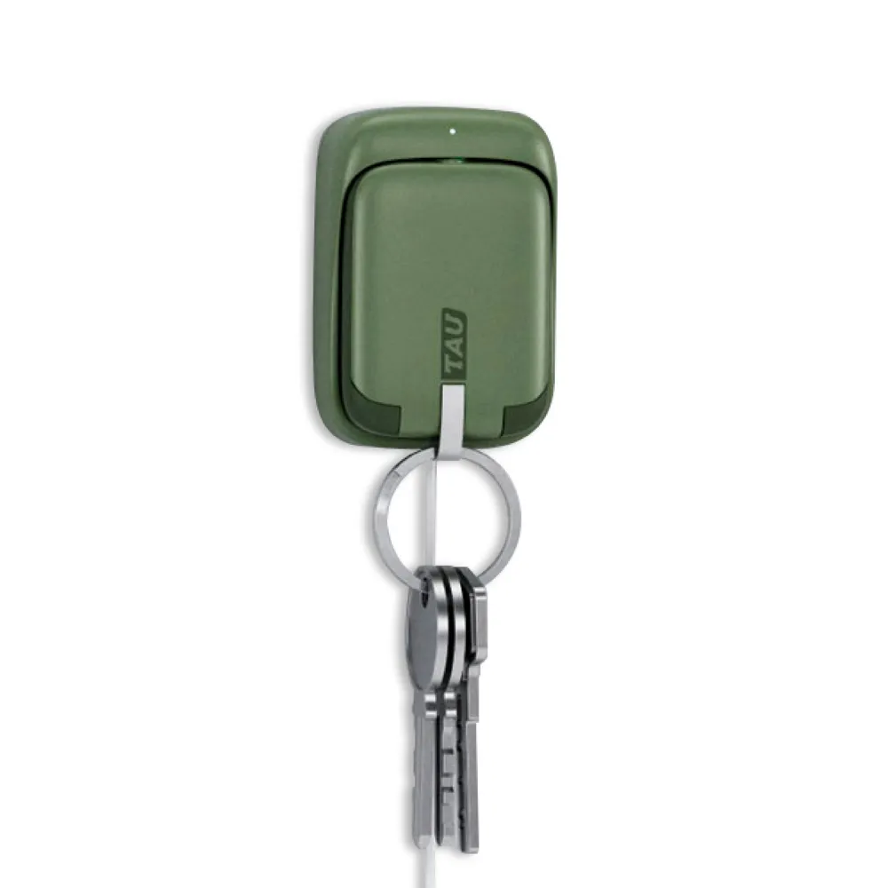 【瑞士TAU】世界最小的三合一磁吸式鑰匙圈行動電源_大地綠(自帶三種USB規格線)