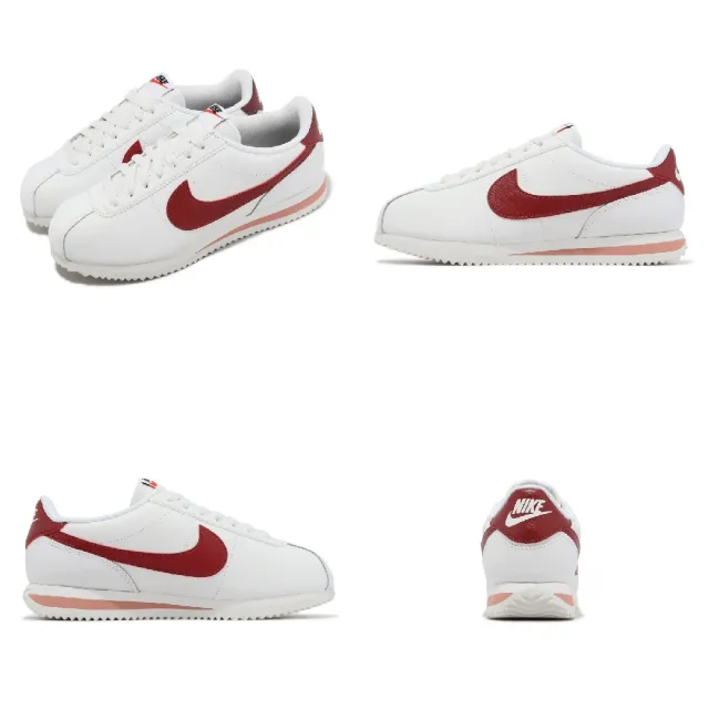 【NIKE 耐吉】阿甘鞋 Wmns Cortez 女鞋 白 紅 復古 皮革 小白鞋 休閒鞋(DN1791-103)