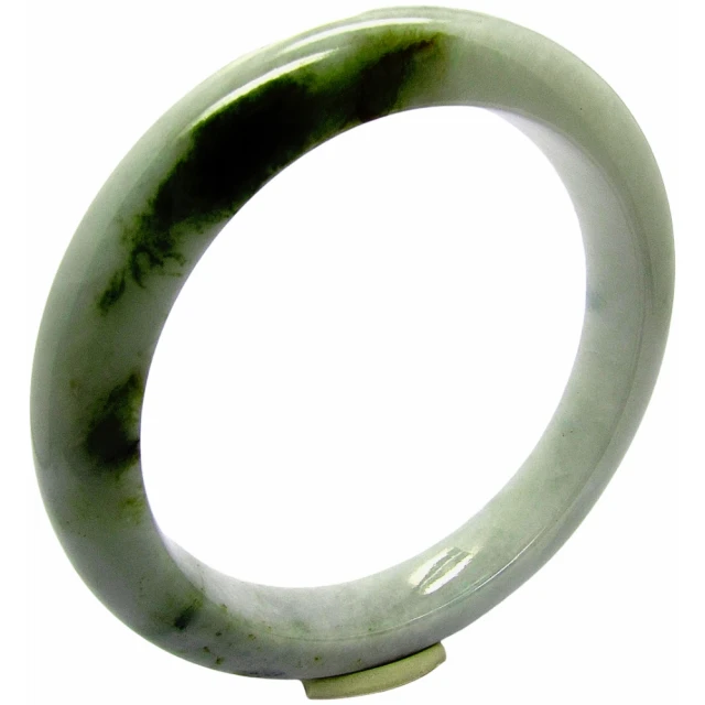 小樂珠寶 翡翠手鐲白底青墨綠天然A貨玉鐲(手圍18.5號 內徑58mm V672)