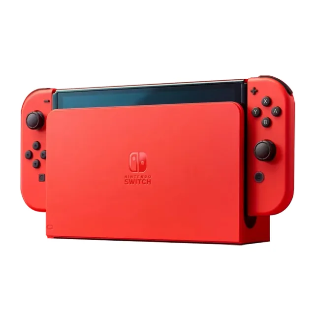 Nintendo 任天堂】Switch OLED瑪利歐亮麗紅特仕主機+超級瑪利歐兄弟