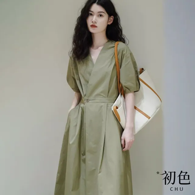 【初色】小香風氣質長袖圓領中長裙連衣裙洋裝長洋裝-10款任選-30301(M-2XL可選)