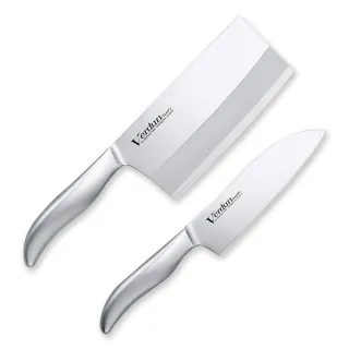 【下村工業】Verdun日本製-精工淬湅一體成型不鏽鋼刀-兩件組(三德刀+中華菜刀)