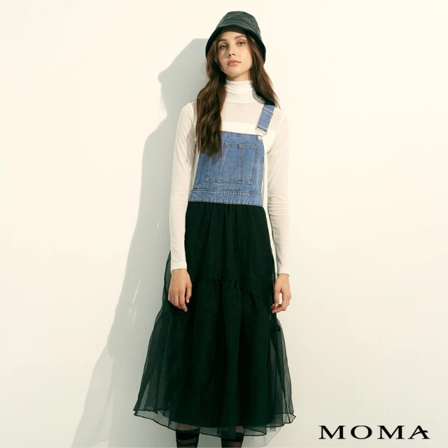 MOMA 趣味字母落肩針織洋裝(深藍) 推薦