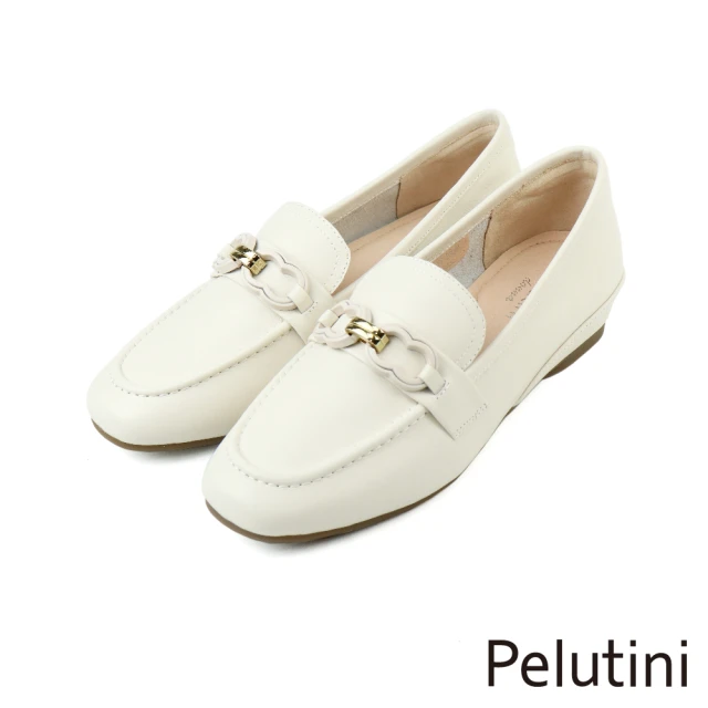 Pelutini 經典超柔軟皮製懶人豆豆鞋 象牙白(3350