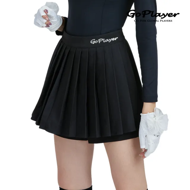 【GoPlayer】女高爾夫假兩件式百褶褲裙-白.黑.淺藍(高爾夫短褲裙 韓系百搭假兩件 A字裙)