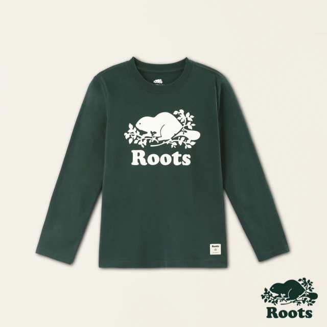 RootsRoots Roots大童-絕對經典系列 海狸LOGO有機棉長袖上衣(深綠色)