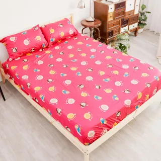 【奶油獅】同樂會系列-台灣製造-100%精梳純棉床包二件組(苺果紅-單人加大3.5尺)