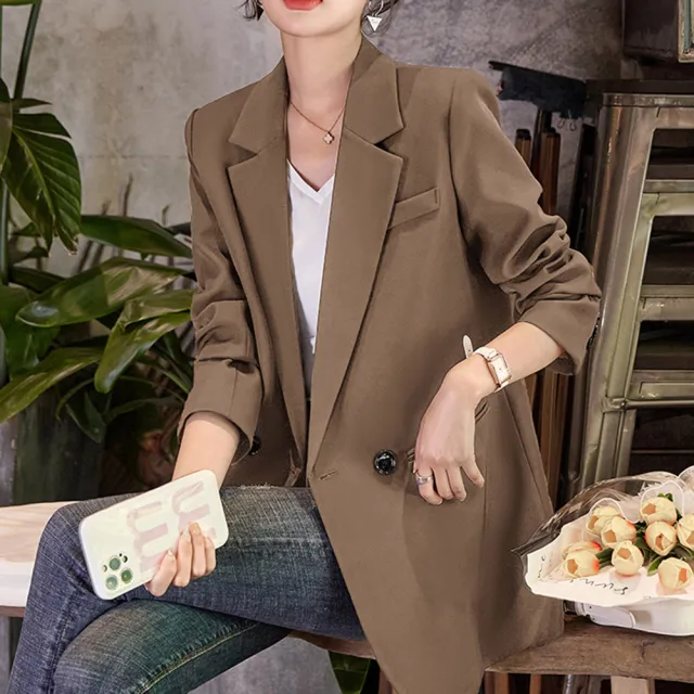 【MsMore】韓劇西裝外套長袖寬鬆休閒氣質百搭中長版外套#116382(3色)