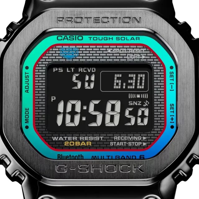 【CASIO 卡西歐】G-SHOCK 40週年 經典方型 光譜色彩 藍芽太陽能電子錶 黑 GMW-B5000BPC-1_43.2mm