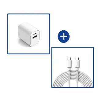 【NOKIA】20W PD/QC雙孔快充充電器 typeC/USB+Type-C to Type-C手機快充傳輸線 1m(iPhone15系列適用)