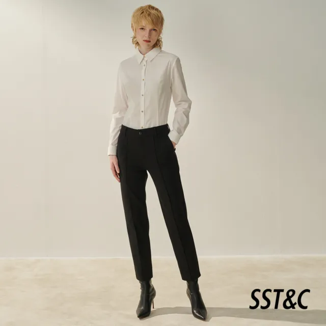 【SST&C】女裝 黑色低腰修身針織長褲8262310002(換季55折)