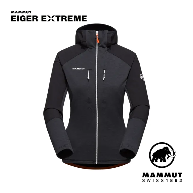 【Mammut 長毛象】Eiswand Advanced ML Hooded Jacket W 極限艾格運動刷毛連帽外套 黑色 女款 #1014-02330