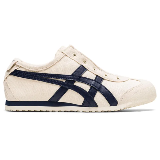 【Onitsuka Tiger】鬼塚虎 官方旗艦店MEXICO 66 SLIP-ON PS 中童鞋 米底藍邊(1184A085-200)