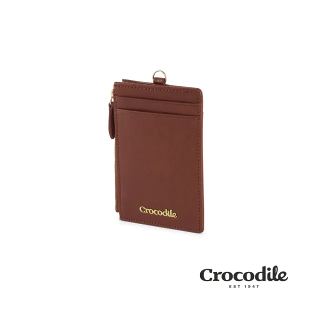 【Crocodile】直式識別證套 卡片拉鍊零錢包 Naturale系列-0103-11010-鱷魚皮件(真皮配件 質感小物)