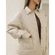 【WAVE SHINE】未來感菱格衍縫軟皮舖棉外套-二色(G5LS068)