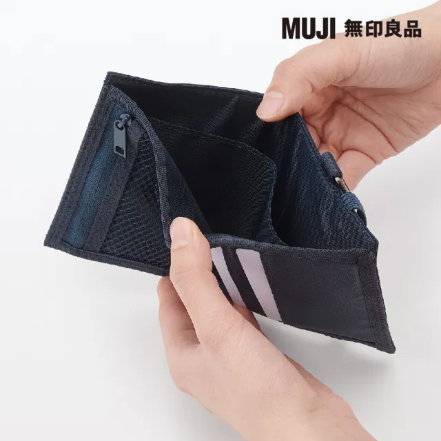 【MUJI 無印良品】聚酯纖維旅行用錢包深藍.約11x9.5cm