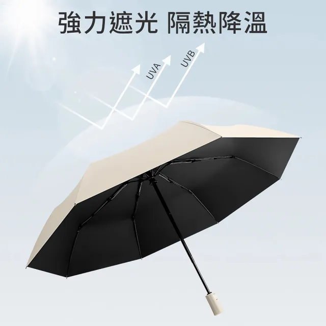 【Bosum】安全防回彈輕壓好收傘 UPF50+黑膠防曬輕量自動傘 八骨抗風大傘面折疊傘晴雨傘 摺疊學生陽傘