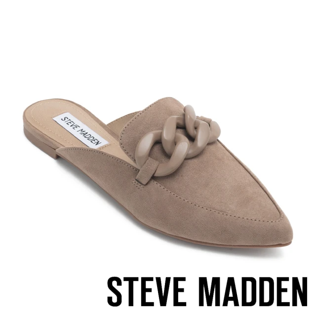 STEVE MADDEN FINLEY 絨布鍊條穆勒拖鞋(卡其色)